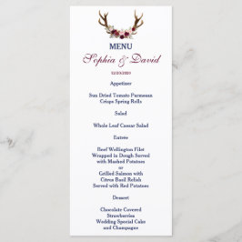 Marsala Floral Antlers Navy Blue Herfst Menu