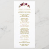 Marsala Floral Antlers Navy Blue Wedding Programme Programmakaart (Achterkant)