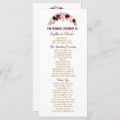 Marsala Floral Antlers Navy Blue Wedding Programme Programmakaart (Voorkant / Achterkant)