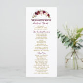 Marsala Floral Antlers Navy Blue Wedding Programme Programmakaart (Staand voorkant)