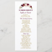 Marsala Floral Antlers Navy Blue Wedding Programme Programmakaart (Voorkant)