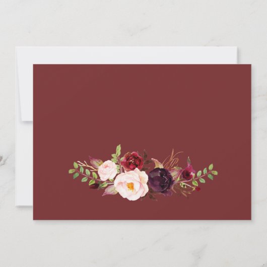 Marsala Floral Autumn Gold Engagement Party Kaart (Achterkant)