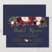 Marsala Floral Autumn Navy Vrijgezellenfeest Kaart (Voorkant / Achterkant)