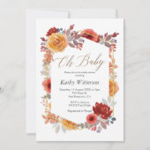 Marsala Floral Baby shower Uitnodiging (Voorkant)