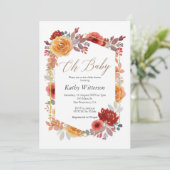 Marsala Floral Baby shower Uitnodiging (Staand voorkant)