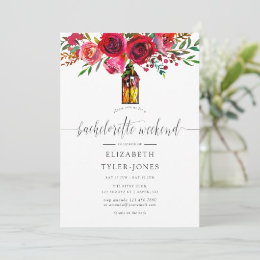 Marsala Floral Bachelorette Weekend Kaart (Staand voorkant)