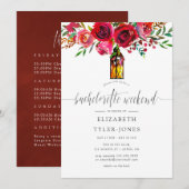 Marsala Floral Bachelorette Weekend Kaart (Voorkant / Achterkant)