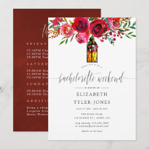 Marsala Floral Bachelorette Weekend Kaart