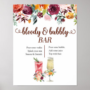 Marsala Floral Bloody en Bubble Bar Poster