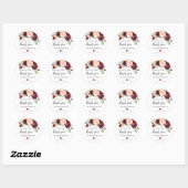 Marsala floral boho chique bruiloft dank u ronde sticker (Vel)