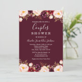 Marsala Floral Burgundy Wedding Couples Shower Kaart (Staand voorkant)