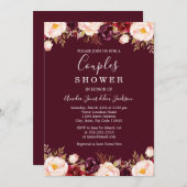 Marsala Floral Burgundy Wedding Couples Shower Kaart (Voorkant / Achterkant)