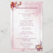 Marsala Floral Elegant Wedding Welkomstreisroute (Achterkant)