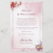 Marsala Floral Elegant Wedding Welkomstreisroute (Voorkant)