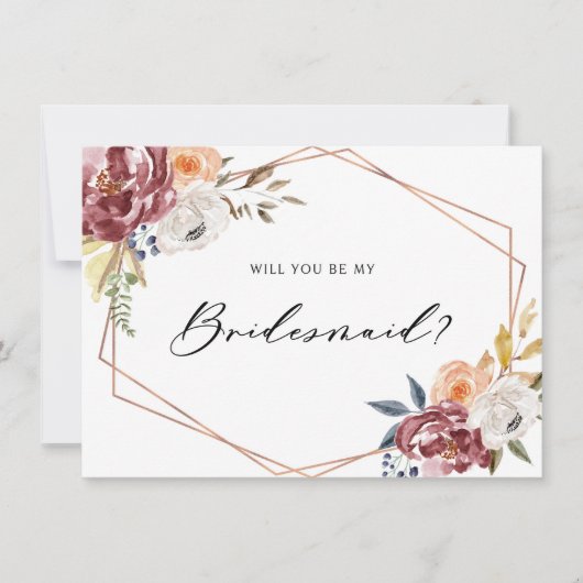 Marsala Floral Geometric zal je mijn Bridesmaid zi (Voorkant)