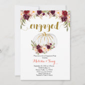 Marsala Floral Gold Glitter verlovingsfeest Kaart (Voorkant)