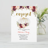 Marsala Floral Gold Glitter verlovingsfeest Kaart (Staand voorkant)