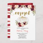 Marsala Floral Gold Glitter verlovingsfeest Kaart (Voorkant / Achterkant)