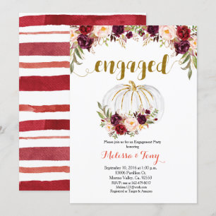 Marsala Floral Gold Glitter verlovingsfeest Kaart