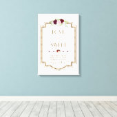 Marsala Floral Gold Herfst Love is Sweet Sign Canvas Afdruk (Insitu (Houten vloer))