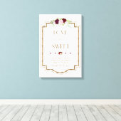 Marsala Floral Gold Herfst Love is Sweet Sign Canvas Afdruk (Insitu (Houten vloer))