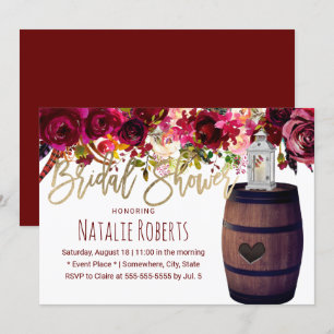 Marsala Floral Lantern Wine Barrel Vrijgezellenfee Kaart