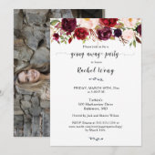 Marsala Floral Moving Away Party Foto Kaart (Voorkant / Achterkant)