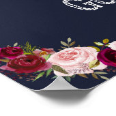 Marsala Floral Navy Blue Sign Ons gastenboek Poster (Hoek)