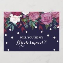 Marsala Floral op de marine zal je mijn Bridesmaid