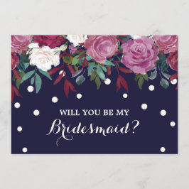 Marsala Floral op de marine zal je mijn Bridesmaid Kaart