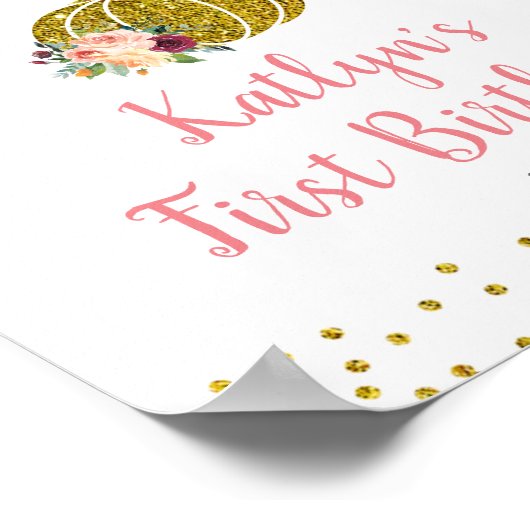 Marsala Floral Pumpkin Birthday Welcome Sign Poster (Hoek)