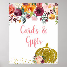 Marsala Floral Pumpkin Cards en Gifts Poster