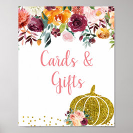 Marsala Floral Pumpkin Cards en Gifts Poster