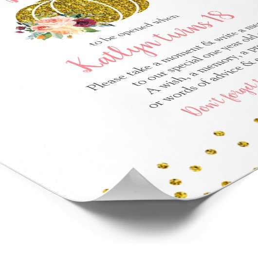 Marsala Floral Pumpkin Time Capsule Sign Poster (Hoek)