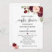 Marsala Floral Romantisch Boho Chic Couple Shower Kaart (Voorkant / Achterkant)