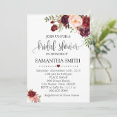 Marsala Floral Romantisch Boho Chic Vrijgezellenfe Kaart (Staand voorkant)