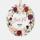 Marsala Floral Roos Gold Bloemenmeisje Keramisch Ornament (Links)