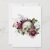 Marsala Floral Skull Halloween Gothic Wedding Kaart (Achterkant)