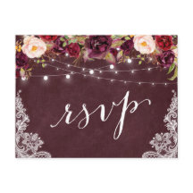 Marsala Floral String Lights Wace Wedding RSVP