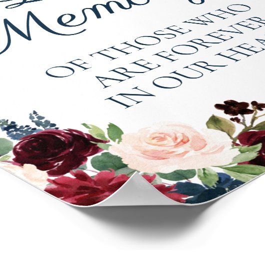 Marsala Floral van Navy in Loeon Memory Sign Poste Poster (Hoek)