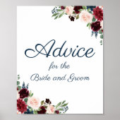 Marsala Floral Wedding Advice Poster (Voorkant)
