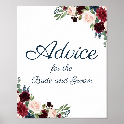 Marsala Floral Wedding Advice Poster (Voorkant)