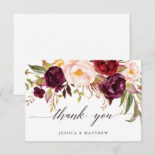 Marsala Floral Wedding Bedankt 2-Side3 (Voorkant / Achterkant)