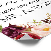 Marsala Floral Wedding Bubbles of Good Wish Sign Poster (Hoek)