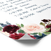 Marsala Floral Wedding Order of Events Sign Poster (Hoek)