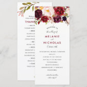 Marsala Floral Wedding Programme, 4163 Programmakaart (Voorkant / Achterkant)