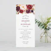Marsala Floral Wedding Programme, 4163 Programmakaart (Staand voorkant)