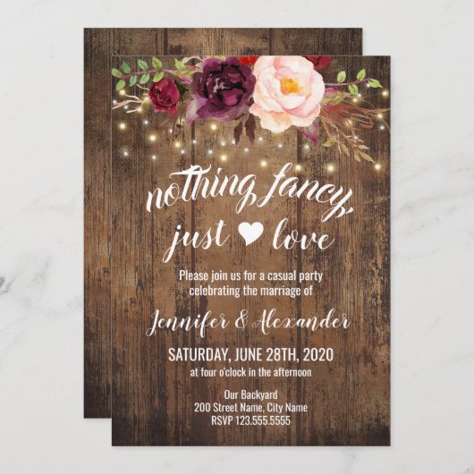 Marsala Floral Wedding Reception Kaart (Voorkant / Achterkant)