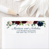 Marsala Floral Wedding Retouradres Labels (Insitu)