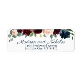 Marsala Floral Wedding Retouradres Labels